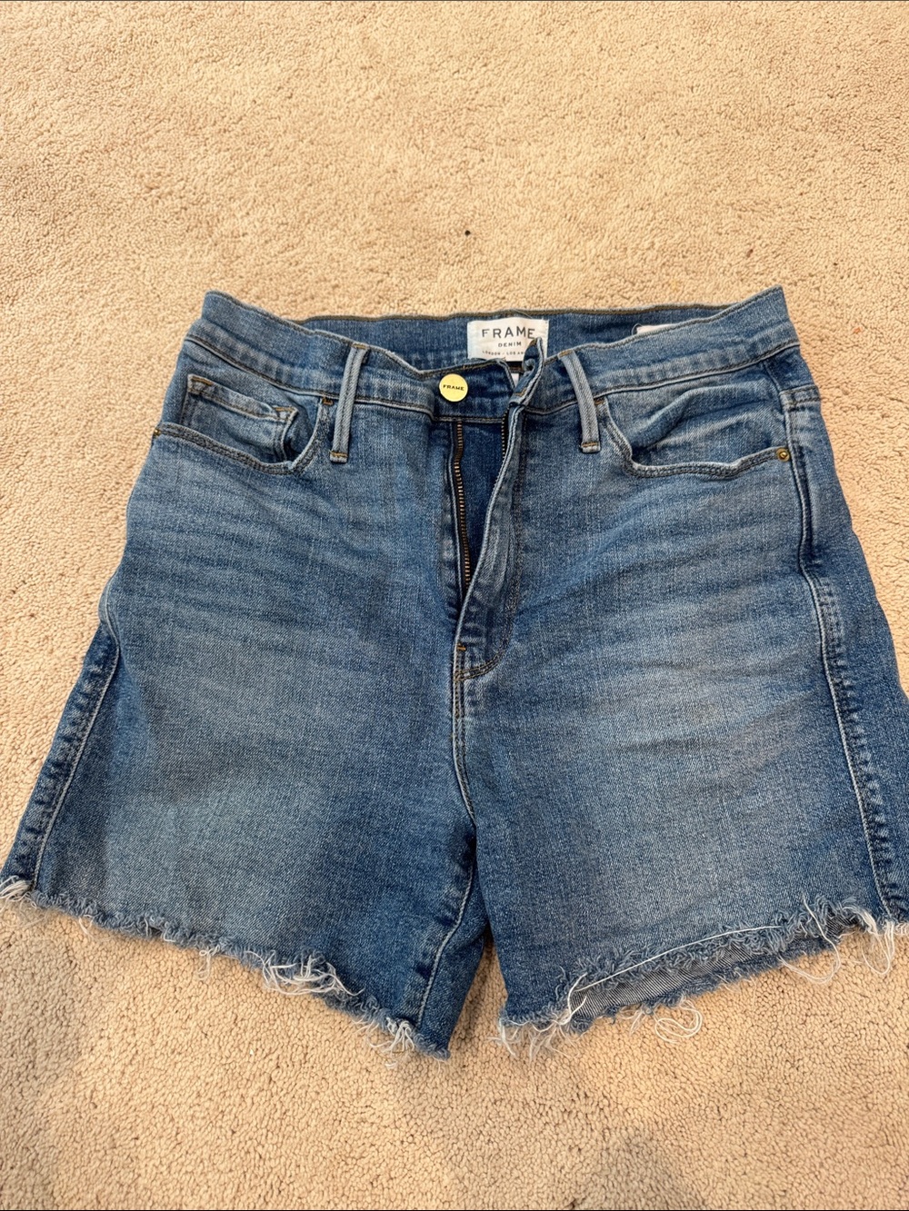 Frame Denim Mid Blue Cutoff Jean Shorts